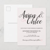 Delicate minimalistische kalligrafie bruiloft uitnodiging briefkaart (Voorkant / Achterkant)
