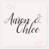 Delicate minimalistische kalligrafie bruiloft vierkante sticker (Voorkant)
