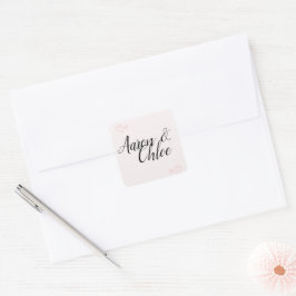 Delicate minimalistische kalligrafie bruiloft vierkante sticker
