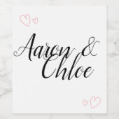 Delicate minimalistische kalligrafie bruiloft wit wijn etiket (Enkel label)