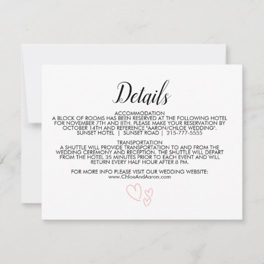 Delicate minimalistische kalligrafie Details Kaart (Voorkant)