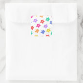 Delicate minimalistische regenboogmakreelbloemen vierkante sticker (Tas)