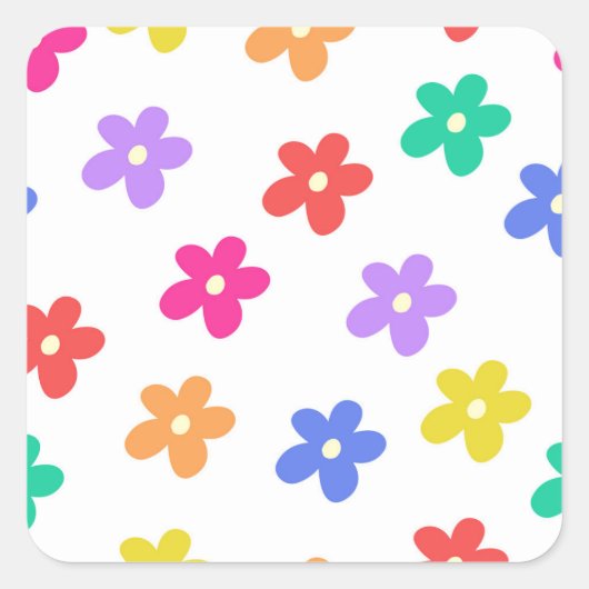 Delicate minimalistische regenboogmakreelbloemen vierkante sticker (Voorkant)