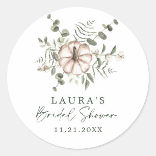 Delicate Minimalistische Rustieke Pompoen Bruidsdo Ronde Sticker