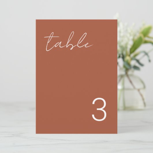 Delicate minimalistische Terracotta Table Number-k Kaart (Staand voorkant)