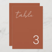 Delicate minimalistische Terracotta Table Number-k Kaart (Voorkant / Achterkant)