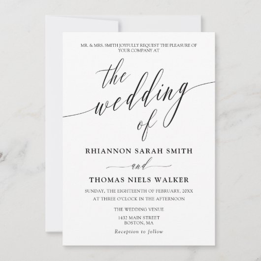 Delicate minimalistische uitnodiging voor weddensc (Voorkant)