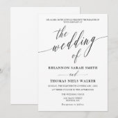 Delicate minimalistische uitnodiging voor weddensc (Voorkant / Achterkant)