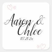 Delicate minimalistische uitnodiging voor weddensc vierkante sticker (Voorkant)