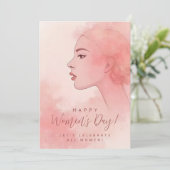 Delicate minimalistische vrouw in roze tinten feestdagenkaart (Staand voorkant)