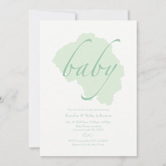 Delicate Mint Baby shower Invitation Kaart (Voorkant)