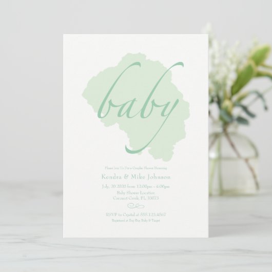 Delicate Mint Baby shower Invitation Kaart (Staand voorkant)