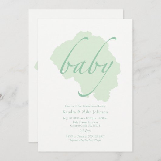 Delicate Mint Baby shower Invitation Kaart (Voorkant / Achterkant)
