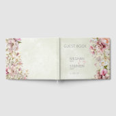Delicate Modern Pink Blush Roos Lily Green Wedding Gastenboek (Volledig)