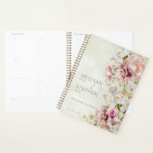 Delicate Modern Pink Blush Roos Lily Green Wedding Planner (Display)
