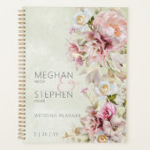 Delicate Modern Pink Blush Roos Lily Green Wedding Planner (Voorkant)