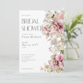 Delicate Modern Roze Rose & Lily Vrijgezellenfeest Kaart (Staand voorkant)