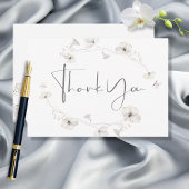 Delicate Modern White Grey & Gold Floral Wedding Bedankkaart