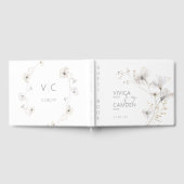 Delicate Modern White Grey & Gold Floral Wedding Gastenboek (Volledig)