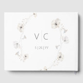 Delicate Modern White Grey & Gold Floral Wedding Gastenboek (Achterkant)