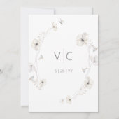 Delicate Modern White Grey & Gold Floral Wedding Kaart (Achterkant)