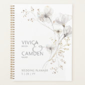 Delicate Modern White Grey & Gold Floral Wedding Planner (Voorkant)