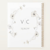 Delicate Modern White Grey & Gold Floral Wedding Planner (Achterkant)