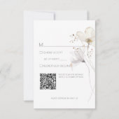 Delicate Modern White Grey & Gold Floral Wedding RSVP Kaartje (Achterkant)