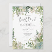 Delicate moderne baby's adem groene bruids brunch kaart (Voorkant)