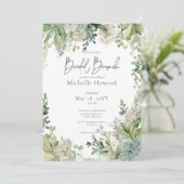 Delicate moderne baby's adem groene bruids brunch kaart (Staand voorkant)