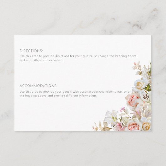 Delicate Moderne Roze Blosemtint Roos Lelie Groene Informatiekaartje (Achterkant)