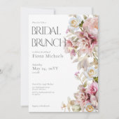 Delicate Moderne Roze Rose & Lily Bridal Brunch Kaart (Voorkant)