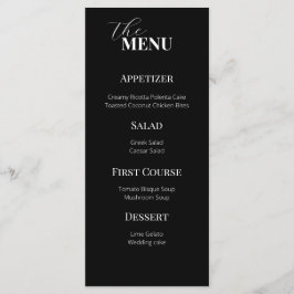 Delicate moderne zwart-wit bruiloft menu