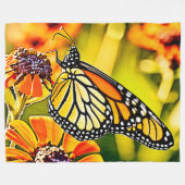 Delicate Monarch Butterfly Bloom Design Fleece Deken (Voorkant (Horizontaal))