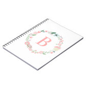 Delicate monogram bloemenkrans notitieboek (Linkerzijde)