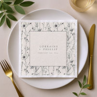Delicate mooie wilde bloemen bruiloft servet