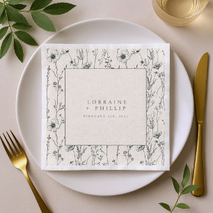 Delicate mooie wilde bloemen bruiloft servet