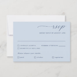 Delicate Navy Blauw Goud Kalligrafie Bruiloft Maal RSVP Kaartje