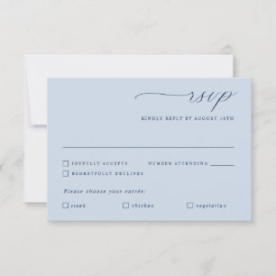 Delicate Navy Blauw Goud Kalligrafie Bruiloft Maal RSVP Kaartje