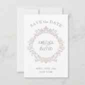 Delicate Neutral Crest Wedding Save The Date (Voorkant)