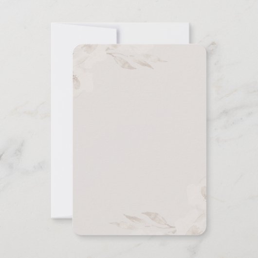 Delicate Neutrale Bloemen en Bladgroen Bruiloft Rs RSVP Kaartje (Achterkant)