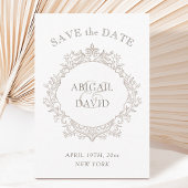 Delicate Neutrale Wapen Huwelijk Save The Date