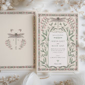 Delicate Nouveau Wedding Dragonfly Bloemen Kaart