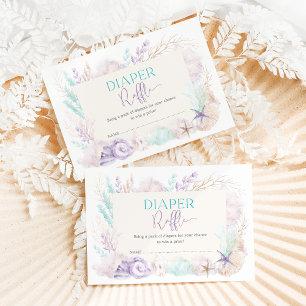 Delicate Oceaan Onder het Zee Baby Luier Raffle Informatiekaartje