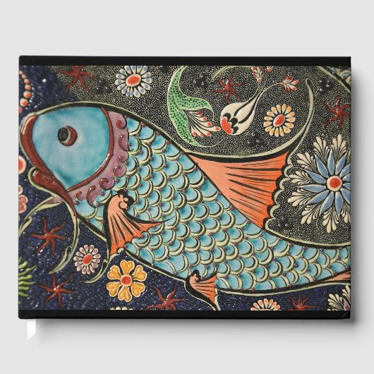 Delicate Ocean Mosaic Coastal Koi Fish Gastenboek (Voorkant)