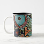 Delicate Ocean Mosaic Coastal Koi Fish Tweekleurige Koffiemok (Links)