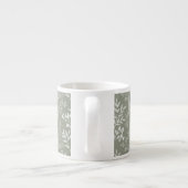 Delicate Olijfgroene en Witte Bloemstreep Kunst Espresso Kop (Achterkant)