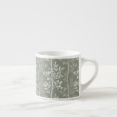 Delicate Olijfgroene en Witte Bloemstreep Kunst Espresso Kop (Rechts)