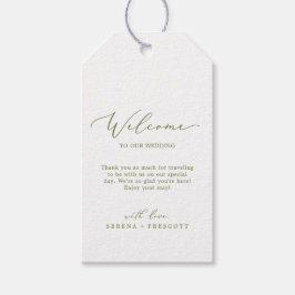 Delicate Olive Green Calligraphy Weddenschap Welco Cadeaulabel