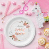 Delicate Oranje Bruiloftsfeest met Bloemen Papieren Bordje (Feest)